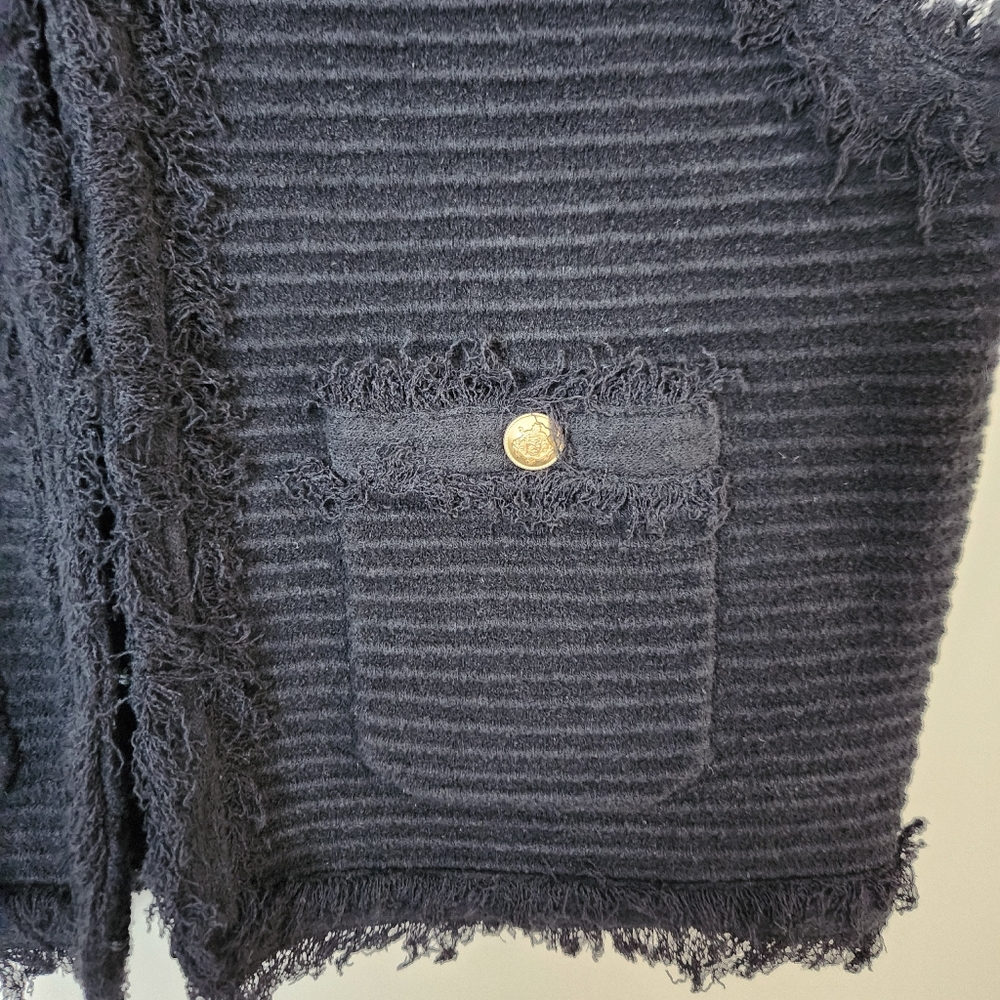 J. Crew Black Textured Fringe Trim Sleeveless Vest - Picture 5 of 11
